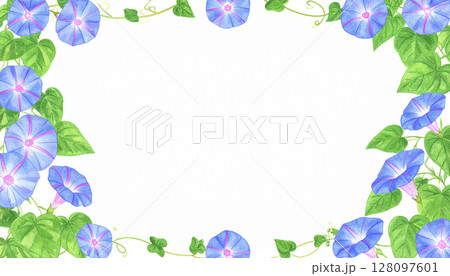 青い朝顔のフレーム 128097601