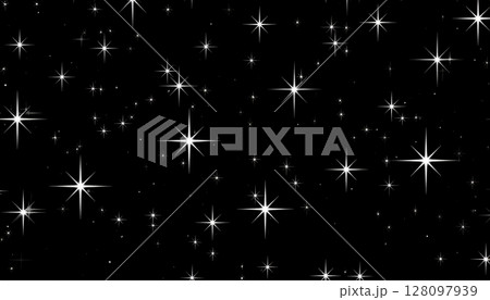 Motion of falling stars and snowflakes in a dark blue Christmas night sky 128097939