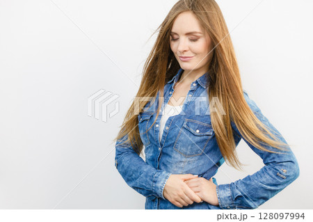 Girl with closed eyes. 128097994