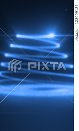 Blue neon trail spirals upward like a tree made of glowing light streaks against a dark backdrop 128099125