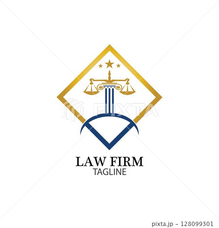 Law Firm logo and icon design template-vector 128099301