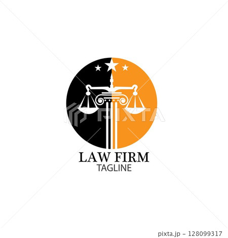 Law Firm logo and icon design template-vector 128099317