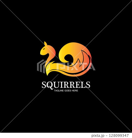 creative squirrel animal logo design icon symbol illustration-vector 128099347
