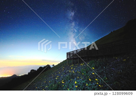 天の川銀河とニッコウキスゲ 天の川銀河とニッコウキスゲ 128099609