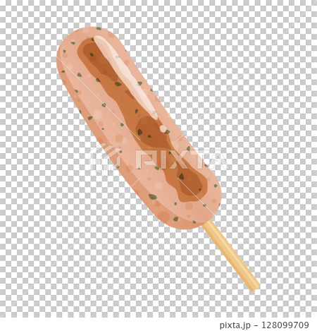 Cute herb frankfurter illustration_with browning Cute herb frankfurter illustration_with browning 128099709
