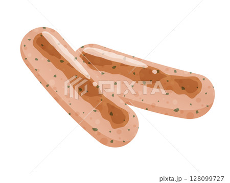 かわいいハーブフランクフルトのイラスト_焦げ目あり 128099727