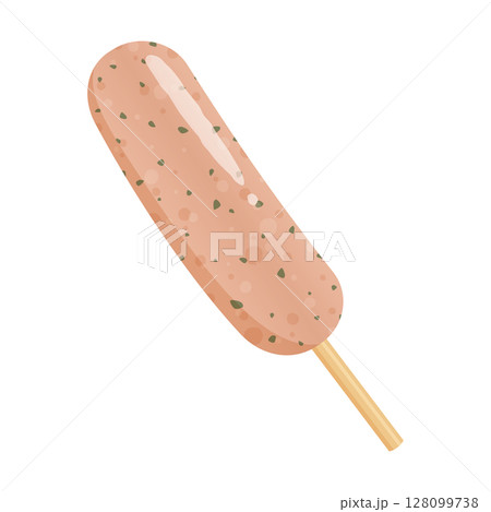 かわいいハーブフランクフルトのイラスト_焦げ目無し 128099738