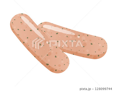 かわいいハーブフランクフルトのイラスト_焦げ目無し 128099744