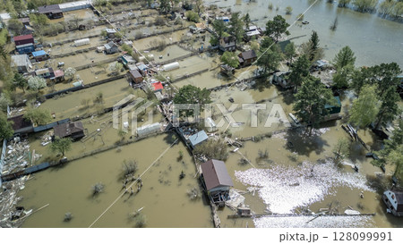 Floods and cyclone, global warming. Climate change,natural disasters the tsunami of nature.The apocalypse, catastrophes.Storms and destruction.The remnants of human life are floating in dirty water 128099991