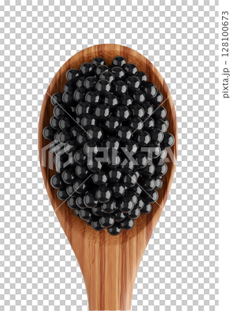 Black caviar on wooden spoon, gourmet food isolated on transparent background, luxury ingredient, seafood delicacy Black caviar on wooden spoon, gourmet food isolated on transparent background, luxury ingredient, seafood delicacy 128100673