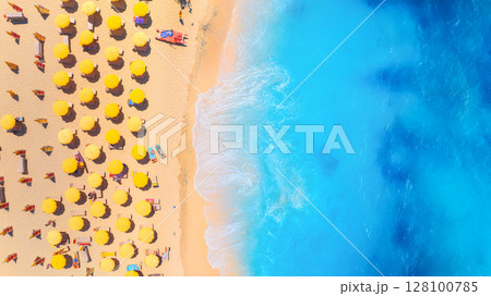 Summer vacation and rest. Beach, people and umbrellas. Summer vacation and rest. Beach, people and umbrellas. 128100785