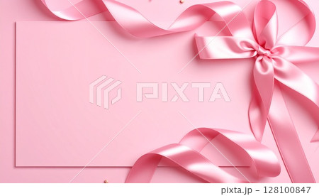 ピンクのリボンフレーム3 128100847