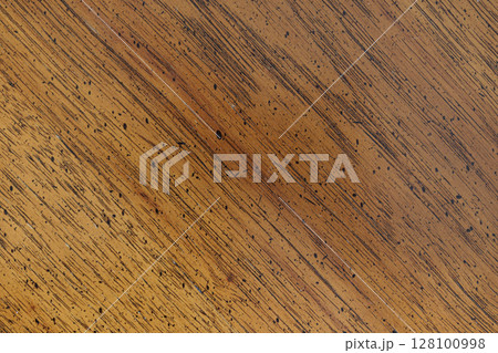 Old Weathered Wooden Plank Texture Background with Rustic Grain Detail 128100998