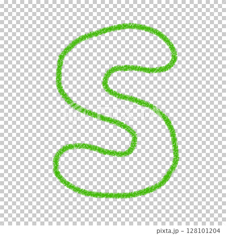 Alphabet S Handwritten letters Cute Material Green Illustration Material Icon Crayon style 128101204