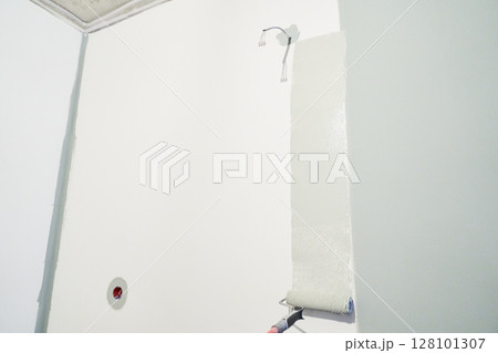 Roller wall painting, working surface painting, apartment wall painting, hakka paint repair. With the ability to copy. High quality photo Roller wall painting, working surface painting, apartment wall painting, hakka paint repair. With the ability to copy. High quality photo 128101307