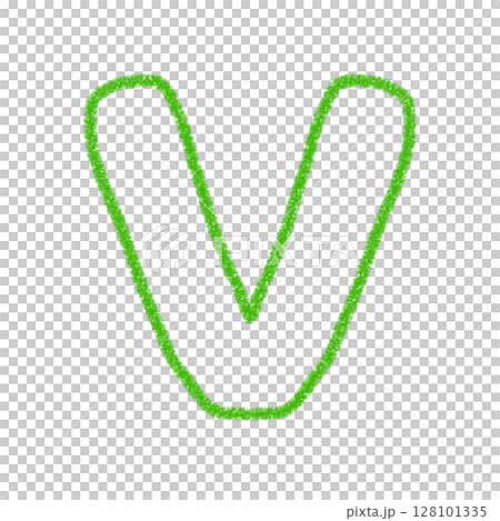 字母V 手寫字母 可愛素材 綠色插畫素材 圖示 蠟筆風格 128101335