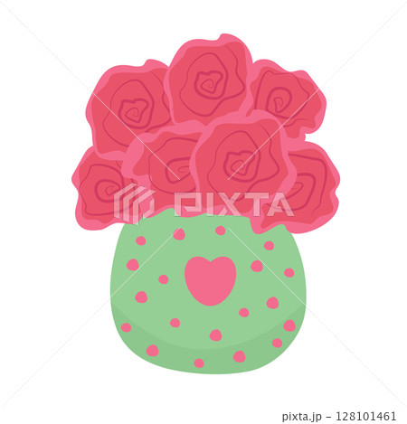 Seven red roses in a green vase Seven red roses in a green vase 128101461