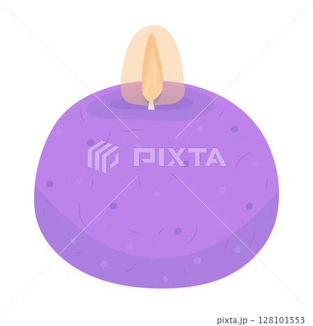 Single lit violet candle, colorful illustration 128101553