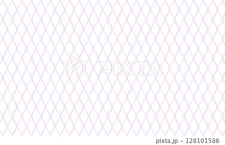 丸みを帯びた紫とピンクの破線でできた立涌模様 128101586