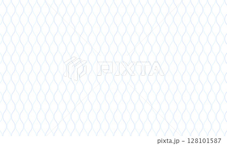 点線でできた青と水色の緩くカーブした立涌模様 128101587