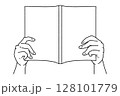 本を持つ手・線画のみ 128101779