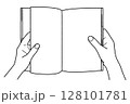 本を持つ手・線画のみ 128101781