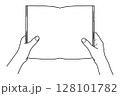 本を持つ手・線画のみ 128101782