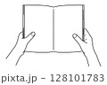 本を持つ手・線画のみ 128101783