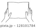 本を持つ手・線画のみ 128101784