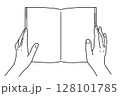 本を持つ手・線画のみ 128101785