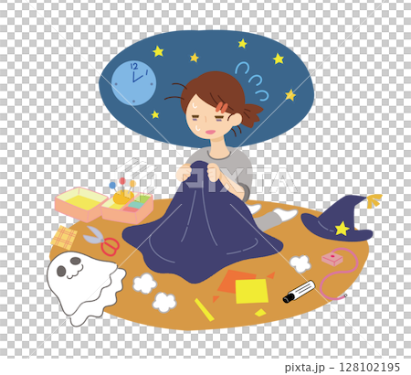 老師熬夜準備萬聖節服裝(萬聖節素材) 老師熬夜準備萬聖節服裝(萬聖節素材) 128102195