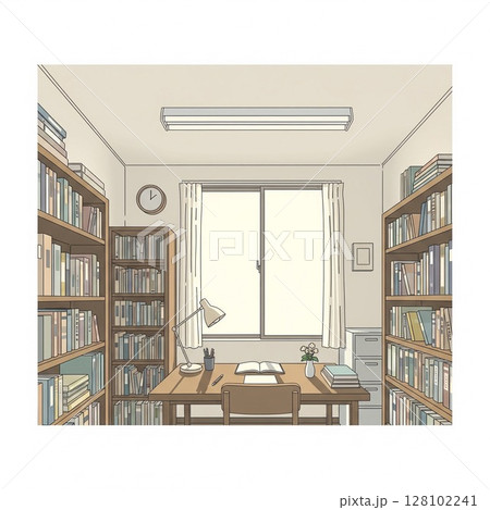 本に囲まれた静かな書斎|読書と仕事に集中できる空間 本に囲まれた静かな書斎|読書と仕事に集中できる空間 128102241