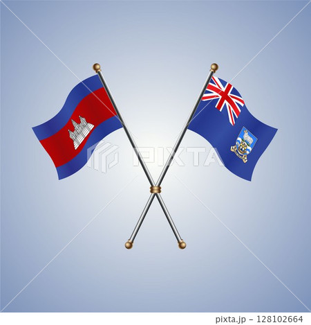 Cambodia and Falkland Islands flag. Vector Illustration Cambodia and Falkland Islands flag. Vector Illustration 128102664