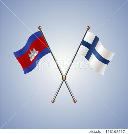 Cambodia and Finland flag. Vector Illustration 128102667