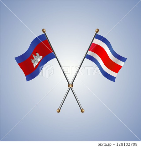 Cambodia and Costa Rica flag. Vector Illustration Cambodia and Costa Rica flag. Vector Illustration 128102709