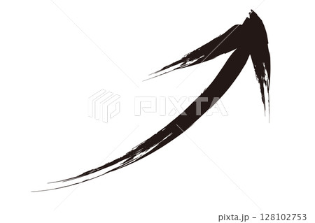 上がるイメージの筆で描いた矢印のイラスト 上がるイメージの筆で描いた矢印のイラスト 128102753