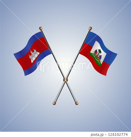 Cambodia and Haiti flag. Vector Illustration Cambodia and Haiti flag. Vector Illustration 128102774