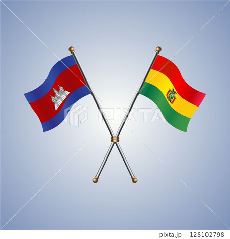 Cambodia and Bolivia flag. Vector Illustration Cambodia and Bolivia flag. Vector Illustration 128102798