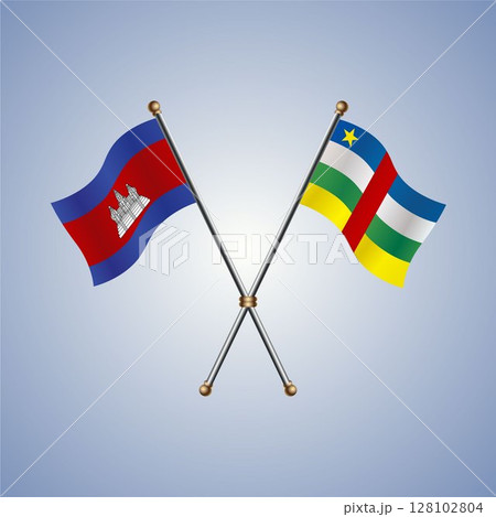 Cambodia and Central African Republic flag. Vector Illustration 128102804