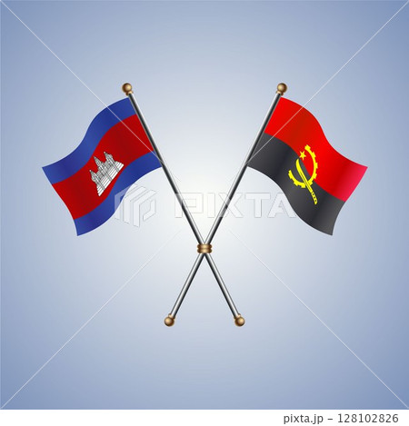 Cambodia and Angola flag. Vector Illustration Cambodia and Angola flag. Vector Illustration 128102826