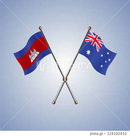 Cambodia and Australia flag. Vector Illustration 128102832
