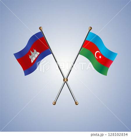 Cambodia and Azerbaijan flag. Vector Illustration Cambodia and Azerbaijan flag. Vector Illustration 128102834