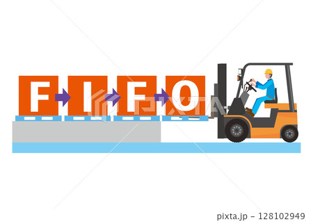 先入先出法のイメージイラスト 先入先出法のイメージイラスト 128102949