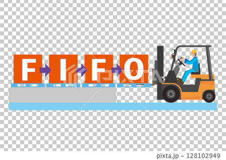 先入先出法のイメージイラスト 先入先出法のイメージイラスト 128102949