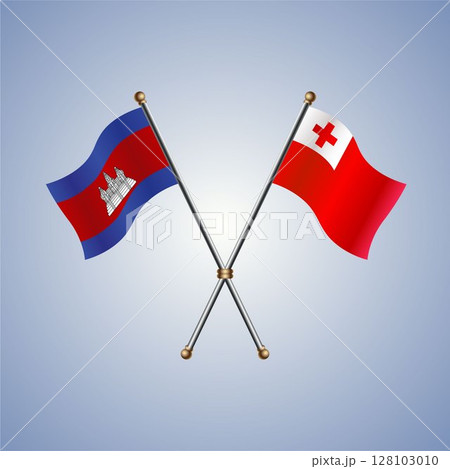 Cambodia and Tonga flag. Vector Illustration Cambodia and Tonga flag. Vector Illustration 128103010