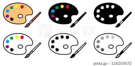 様々な形の絵画用パレットのベクターイラストセット 128103072