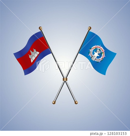 Cambodia and Northern Marianas flag. Vector Illustration 128103153