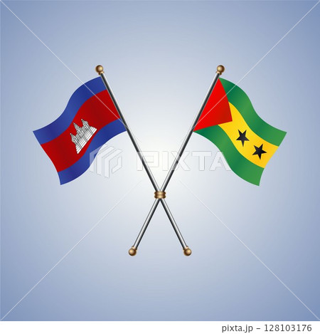 Cambodia and Sao Tome and Principe flag. Vector Illustration 128103176