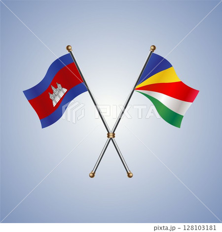Cambodia and Seychelles flag. Vector Illustration 128103181