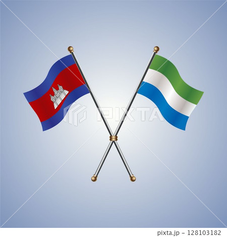 Cambodia and Sierra Leone flag. Vector Illustration 128103182